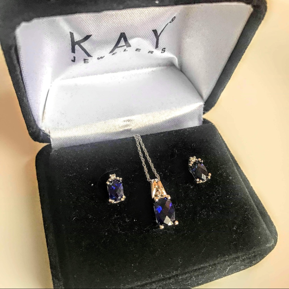 Matching sapphire earrings & necklace